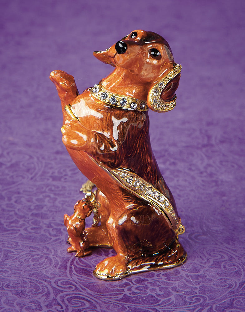 Begging Dachshund Trinket Box and Necklace