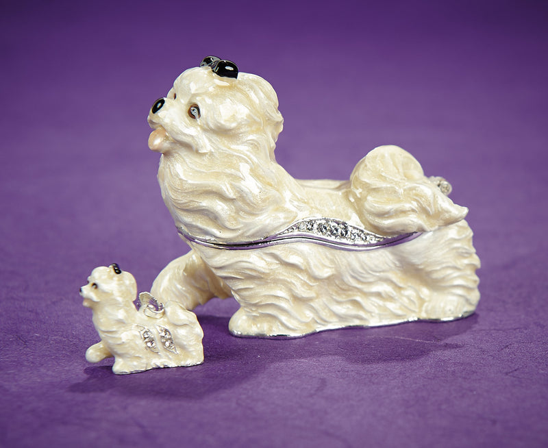 Lady Maltese Trinket Box and Necklace