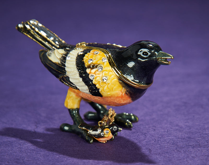 Oriole Bird Trinket Box and Necklace