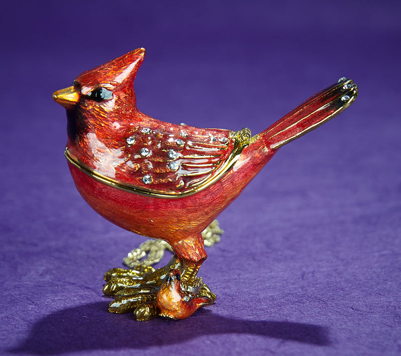 Cardinal Trinket Box with Necklace