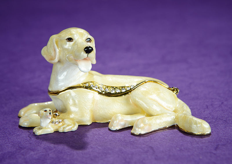 Yellow Labrador Trinket Box and Necklace