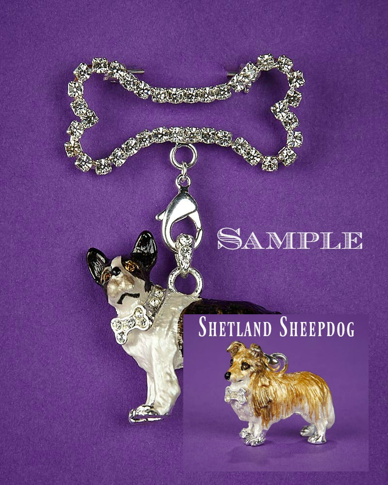 Shetland Sheepdog and Bone Brooch