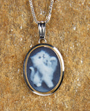 White Kitten Cameo Necklace
