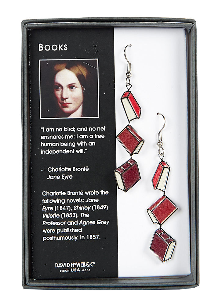 Jane Austen Books Earrings (Red)