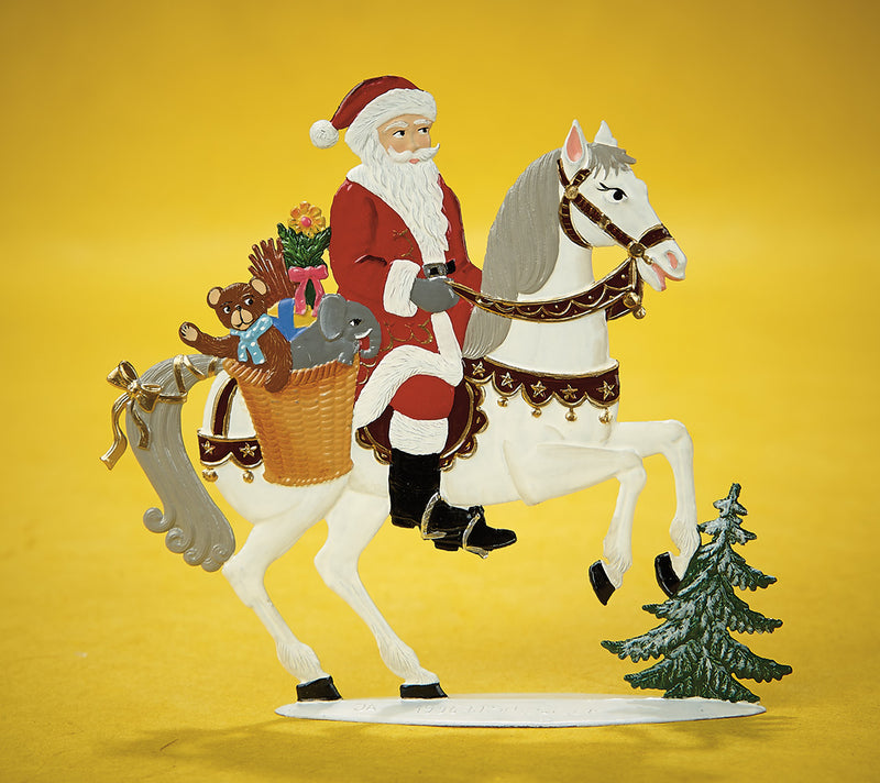 Santa on Horseback Pewter Art