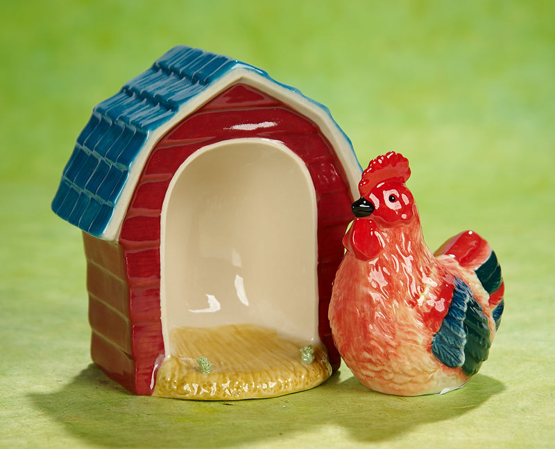 Rooster in Coop Salt and Pepper Shakers