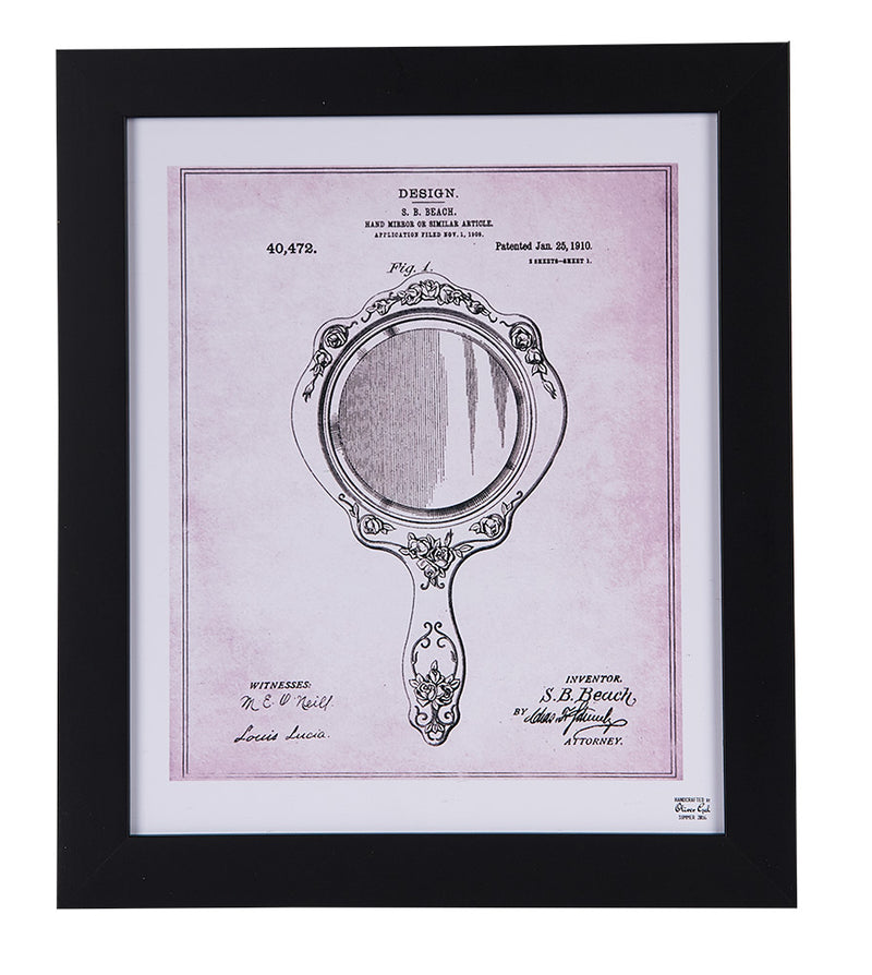 Hand Mirror Patent Sketch Framed Print