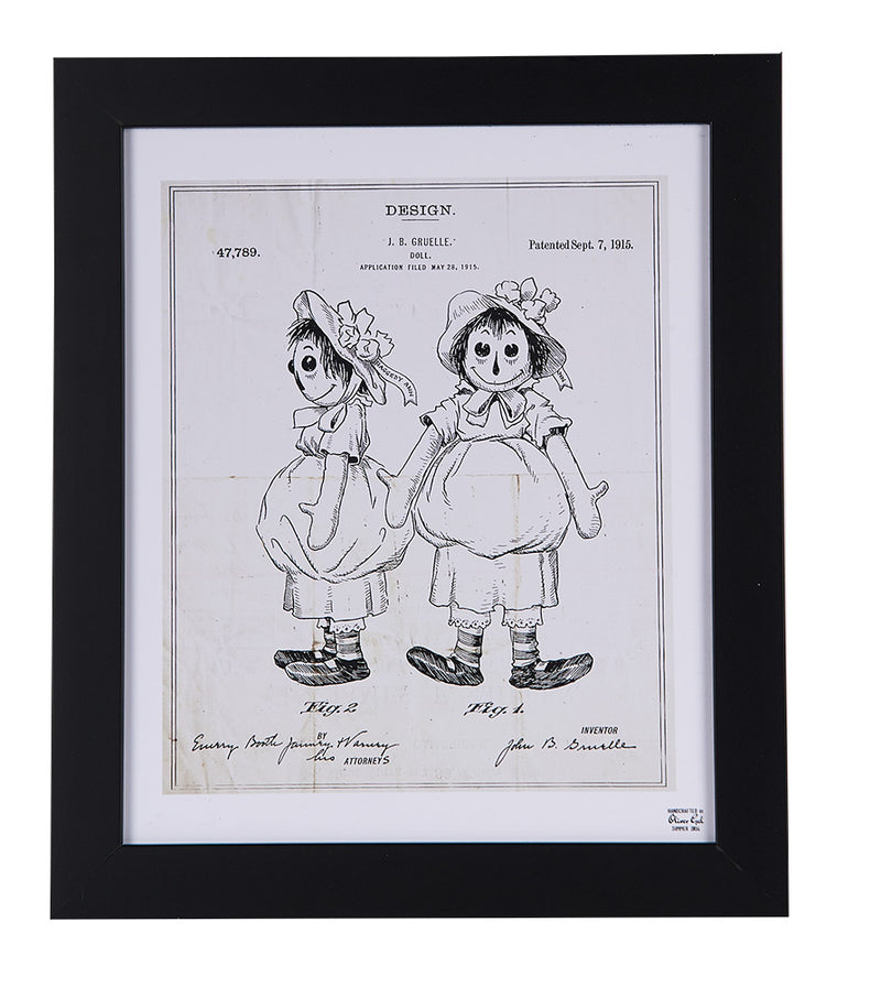 Raggedy Doll Patent Sketch Framed Print