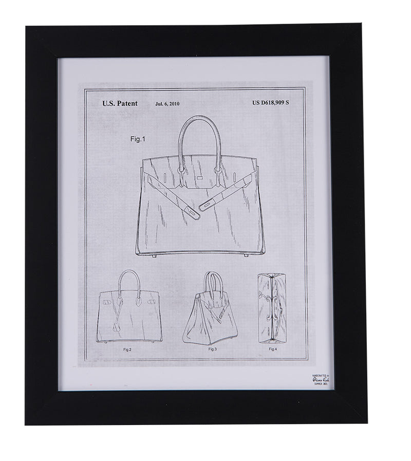 Birkin Bag Patent Sketch Framed Print