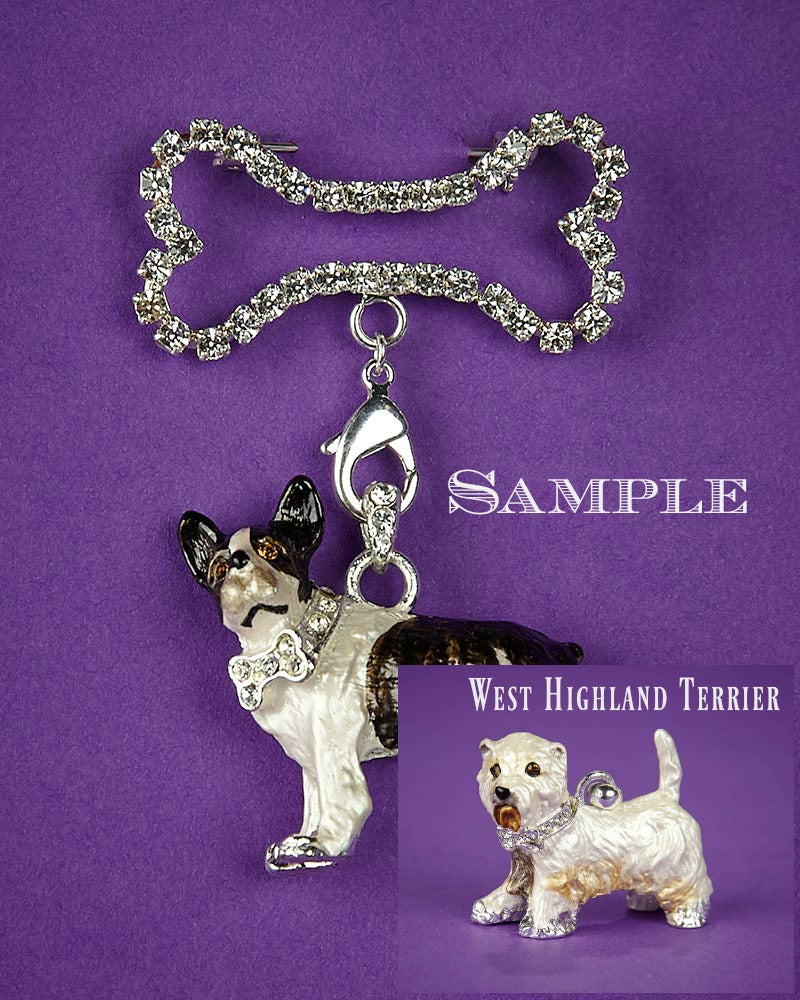 West Highland Terrier and Bone Brooch